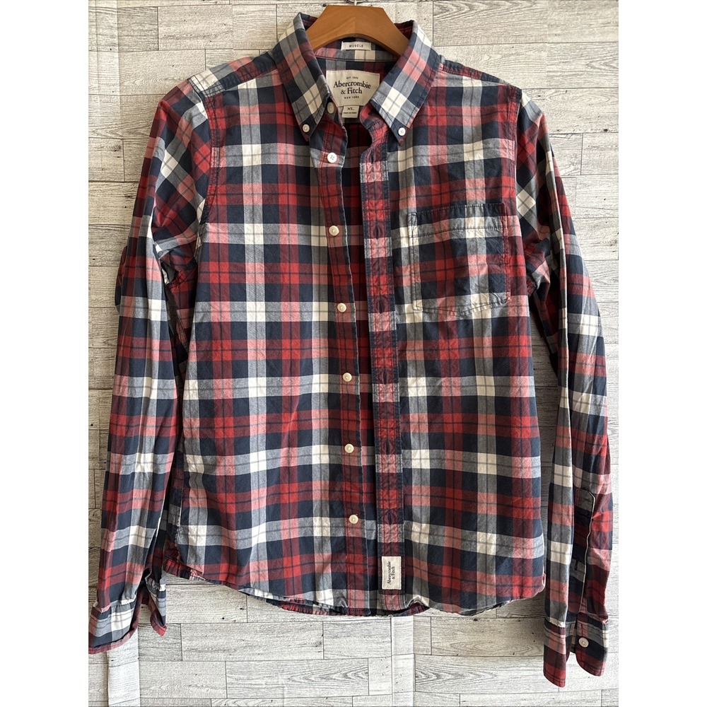 Abercrombie Fitch Shirt Men's XL Muscle plaid preppy y2k holiday